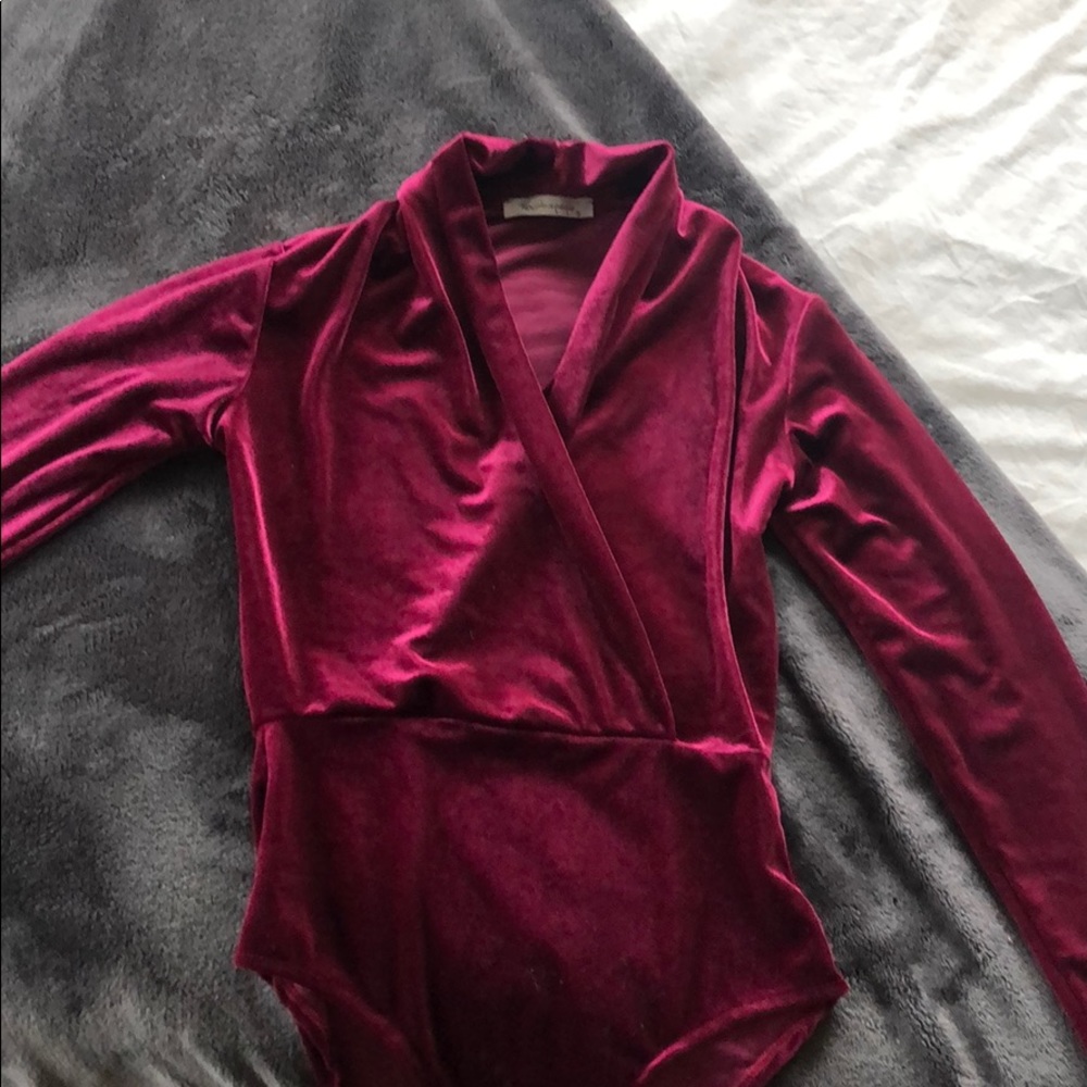 Burgundy Velvet Bodysuit